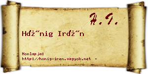 Hönig Irén névjegykártya